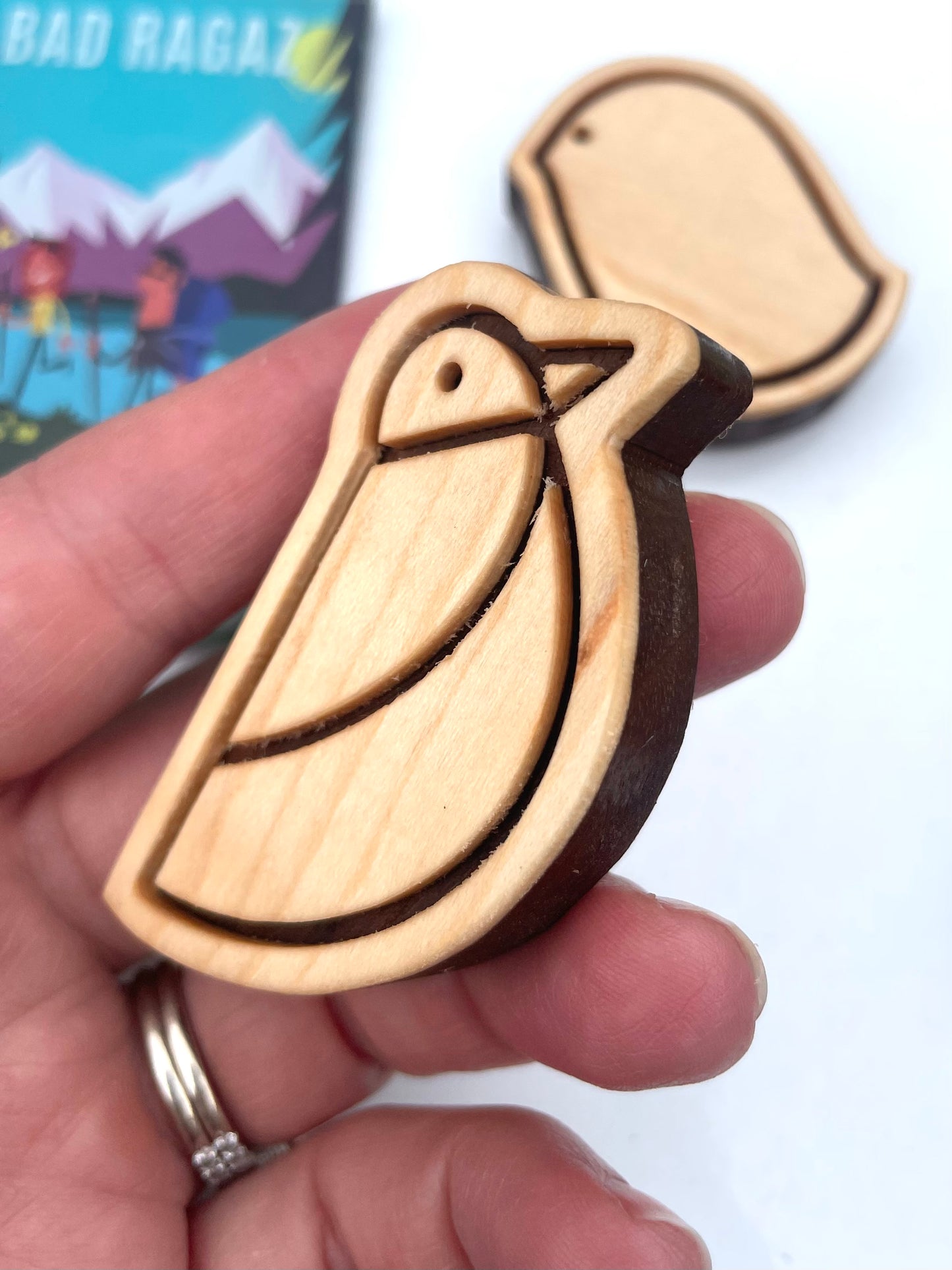 Handmade Wooden Bird Magnet
