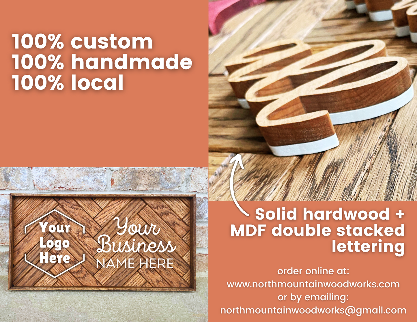 Custom Wooden Mosaic Business Sign